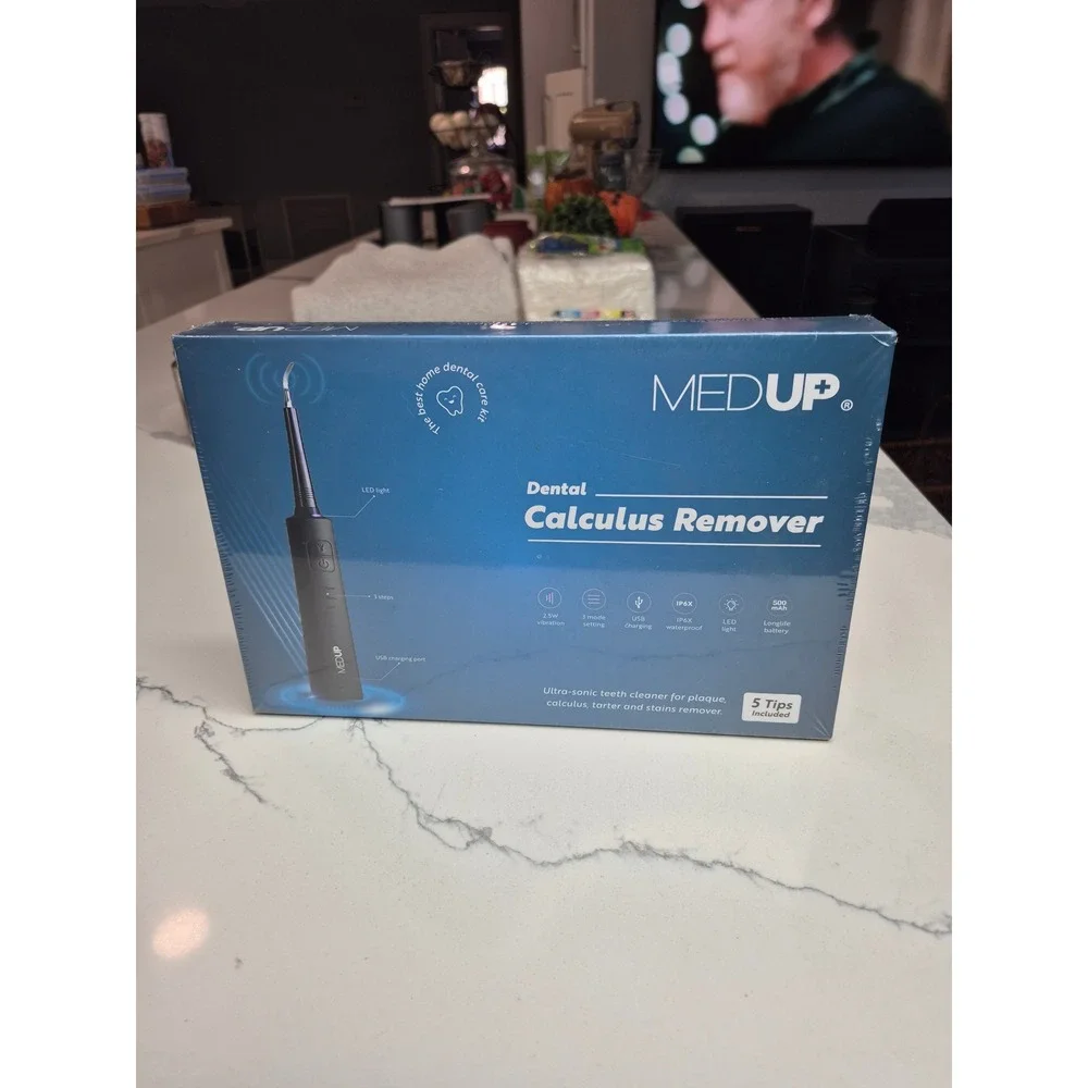 MEDUP Dental Calculus Remover Ultrasonic Tooth CleanUSB Charging LED Light 5 Tip